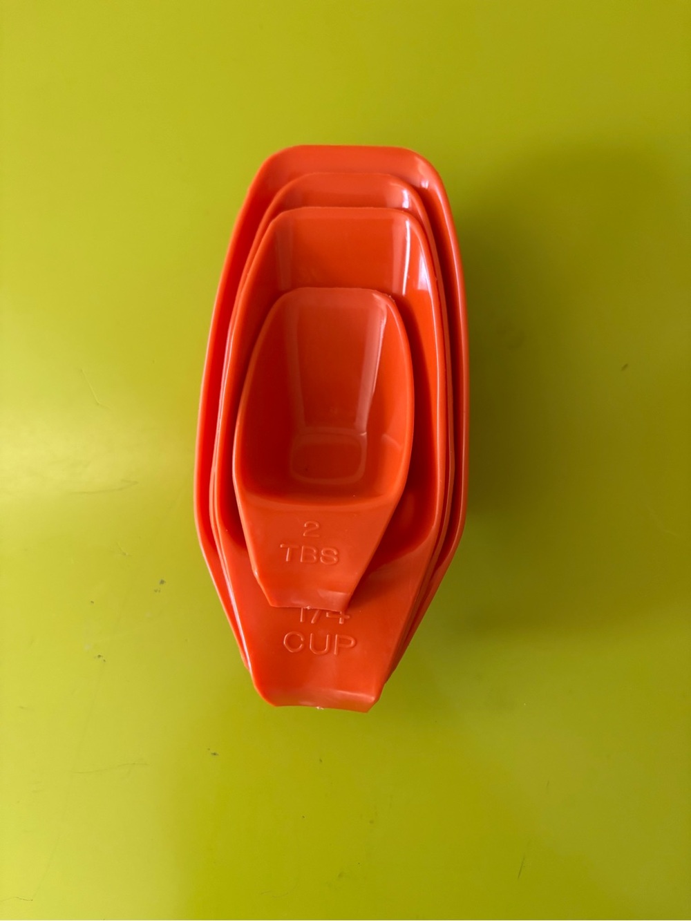 Vintage Rubbermaid Nesting Measuring Cups #2211-2214 Orange Mid Century Modern - Picture 4 of 7